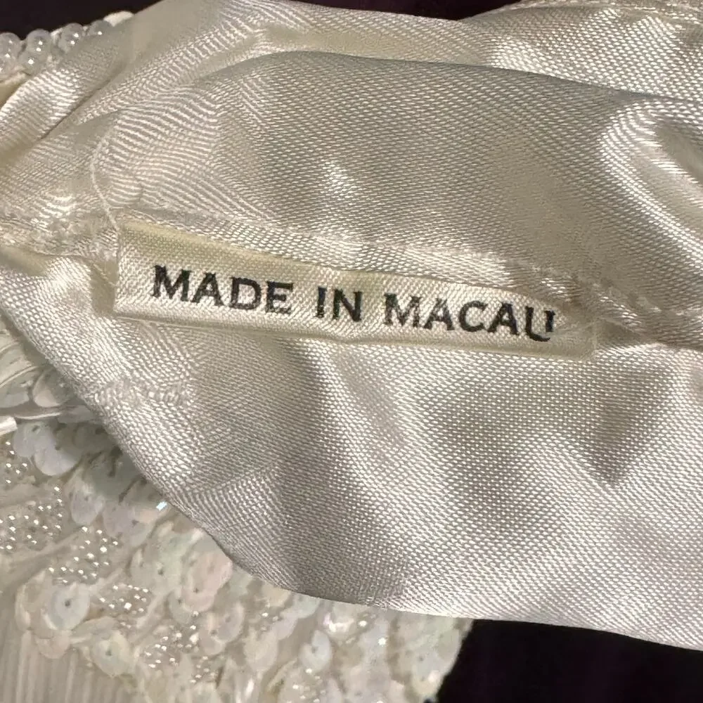 Beaded & Sequined Small Evening Bag Cream Ivory‎ Excellent Condition Homecoming